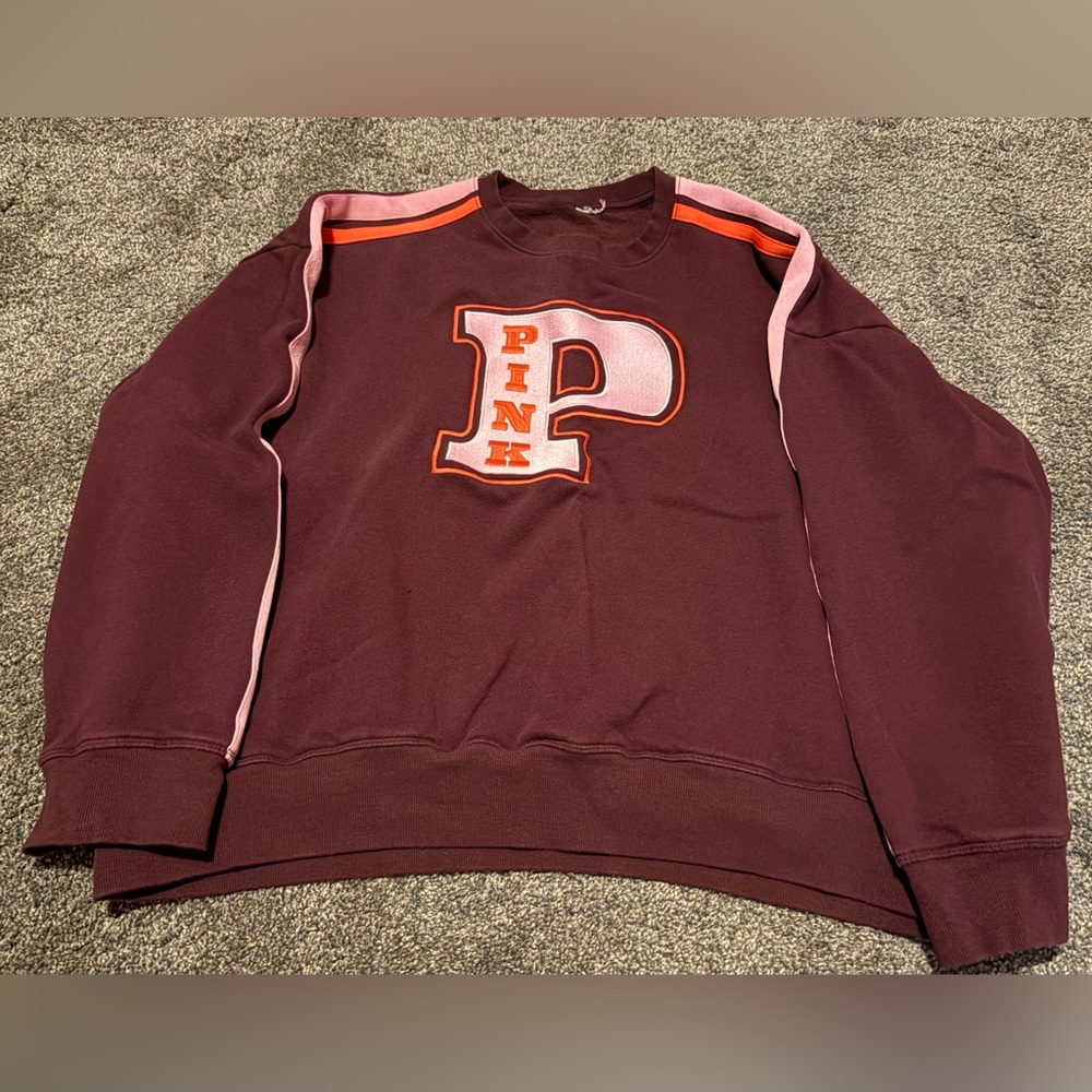 PINK Victoria's Secret Maroon Sweatshirt with Pink Logo